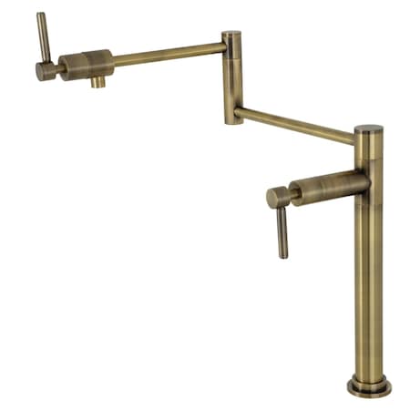 Deck Mount Pot Filler, Antique Brass